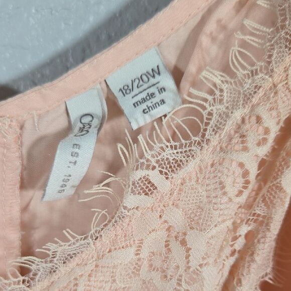 Silky Soft Women's Plus 18/20W Lace Trimmed Cami Peach Camisole V-Neck Top 2XL - Picture 3 of 10